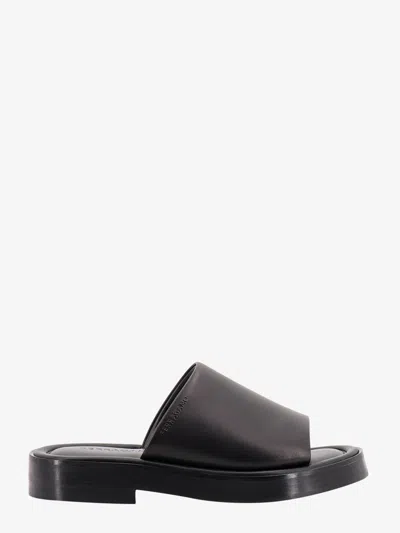 Ferragamo Leather Sandals With Embossed Logo On The Side In Black