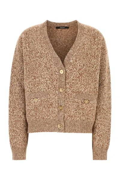 Versace Two-tone Wool Blend Cardigan
