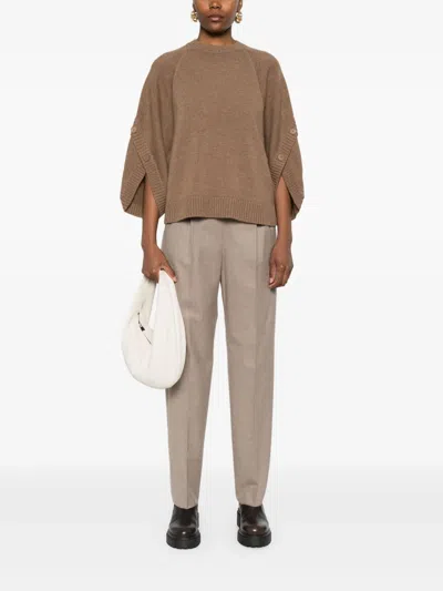Max Mara Knitwear With Button Detail And Raglan Sleeves In Brown