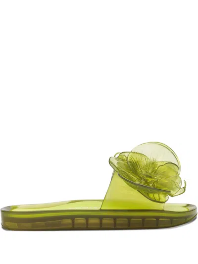 Melissa X Y/project Floral-embellished Slides In Green