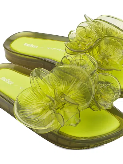 Melissa X Y/project Floral-embellished Slides In Green