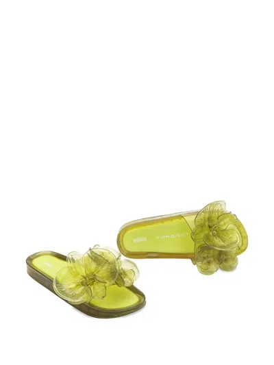 Melissa X Y/project Floral-embellished Slides In Green