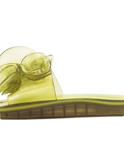 Melissa X Y/project Floral-embellished Slides In Green