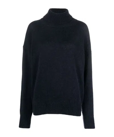Alysi Mohair Wool Turtleneck Sweater In Black