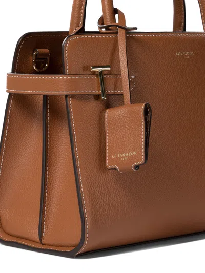 Le Tanneur Sac À Main Moyen Modèle Emie En Cuir Lisse Et Nubuck In Brown