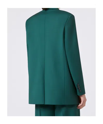 Max Mara Belted Woollen Cloth Blazer In Green