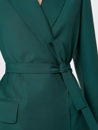 Max Mara Belted Woollen Cloth Blazer In Green