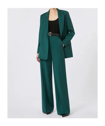 Max Mara Belted Woollen Cloth Blazer In Green