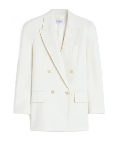 Max Mara Suez Double Cotton Blend Blazer In Neutral