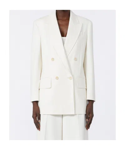 Max Mara Suez Double Cotton Blend Blazer In Neutral
