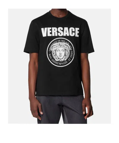Versace T-shirt With Logo In Black