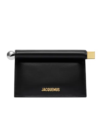 Jacquemus La Pochette Rond Carre Leather Clutch In Black