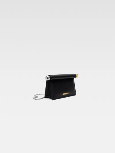 Jacquemus La Pochette Rond Carre Leather Clutch In Black