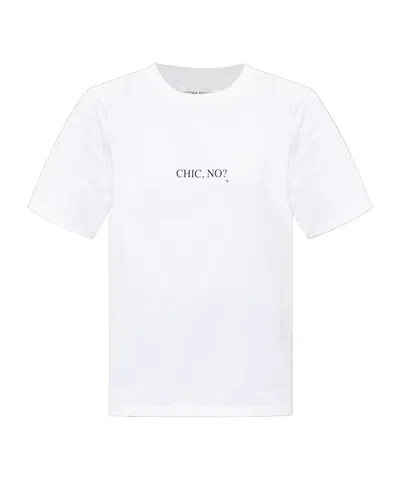 Victoria Beckham White Crewneck T-shirt With Slogan Print On The Front In Cotton Woman