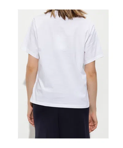 Victoria Beckham White Crewneck T-shirt With Slogan Print On The Front In Cotton Woman