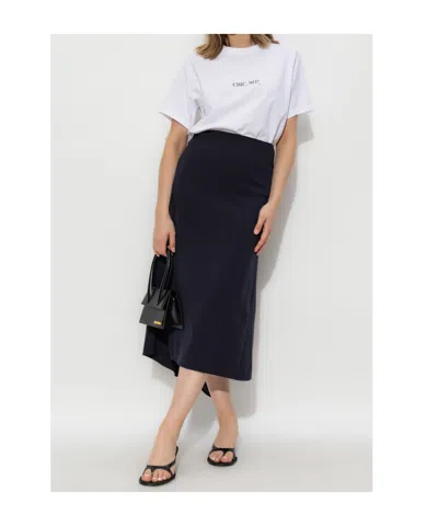 Victoria Beckham White Crewneck T-shirt With Slogan Print On The Front In Cotton Woman