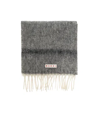 Marni Long Color-block Scarf With Fringed Ends