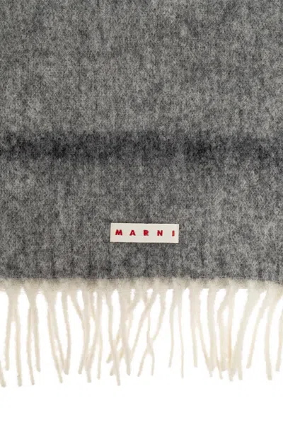 Marni Long Color-block Scarf With Fringed Ends
