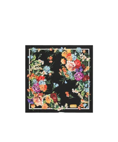 Dolce & Gabbana Square Scarf With Floral Print In Black