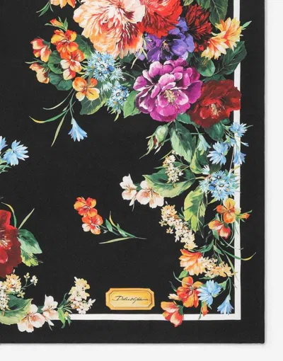 Dolce & Gabbana Square Scarf With Floral Print In Black