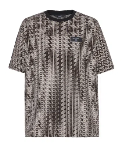 Balmain Men's Monogram Jacquard Signature Label T-shirt