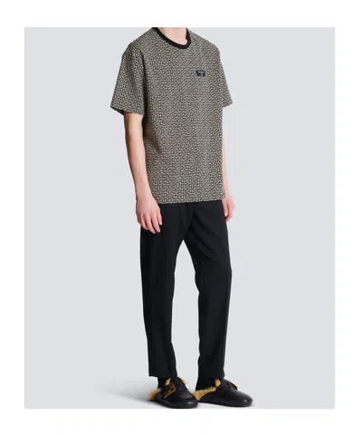 Balmain Men's Monogram Jacquard Signature Label T-shirt