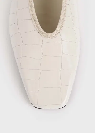 Totême Minimalist Croc-embossed Patent Leather Ballerina Flats
