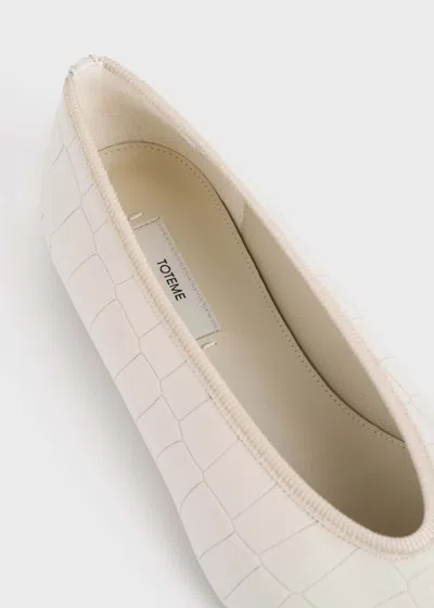 Totême Minimalist Croc-embossed Patent Leather Ballerina Flats