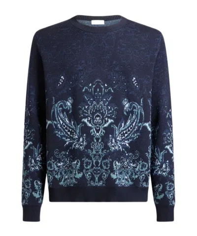 Etro Jacquard Sweater In Blue