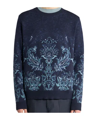 Etro Jacquard Sweater In Blue