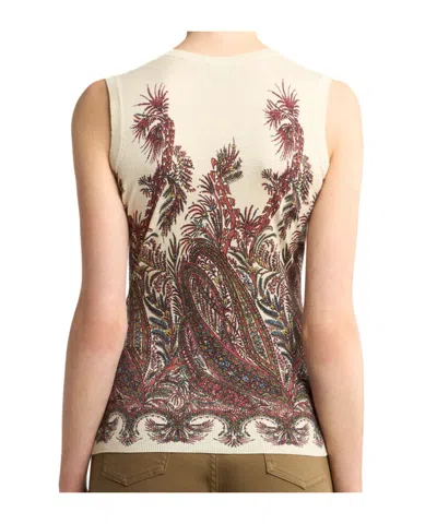 Etro , Silk And Cashmere Top With Placed Print, Woman, Multicolour, Size 50 In Multi