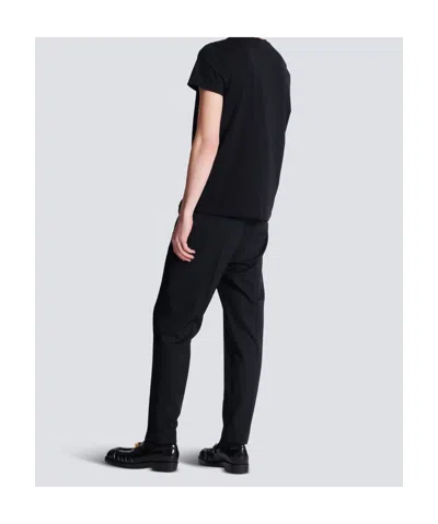 Balmain Black Crewneck T-shirt With Logo Print On The Front In Cotton Man
