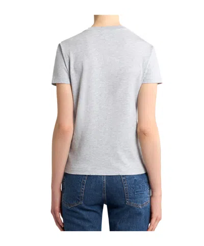 Etro Floral Crew Neck Short Sleeve Top In Gray