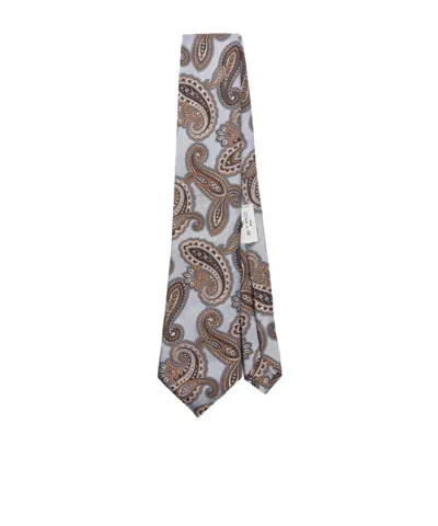 Etro Paisley Jacquard Silk Tie In Gray