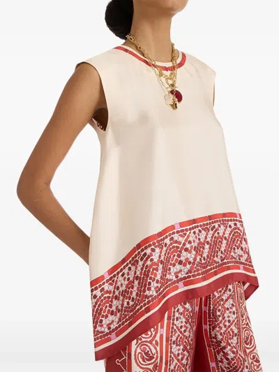 La Doublej La Double J San Carlo Printed Silk-twill Top In Brown