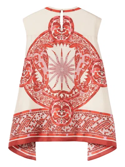 La Doublej La Double J San Carlo Printed Silk-twill Top In Brown