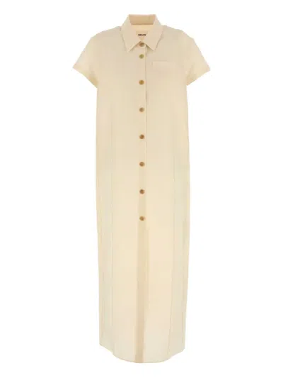 Khaite Cream Linen Blend Iffy Shirt Dress In Multi
