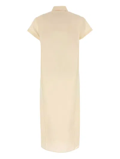 Khaite Cream Linen Blend Iffy Shirt Dress In Multi