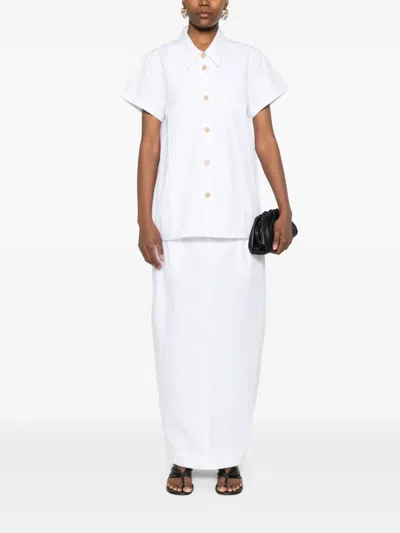 Khaite Lucian Cotton Poplin Maxi Skirt In White