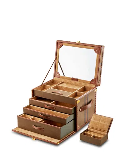 Wolf Vegan Leather Ida Trunk Jewellery Box In Green