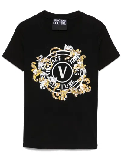 Versace Jeans Couture "outline Baroque" T-shirt In Black