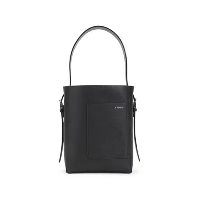 Valextra Structured Bucket Bag In Black Calf Leather