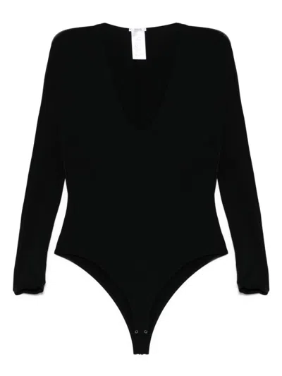 Wolford V-necked Bodysuit Long Sleeves In Black