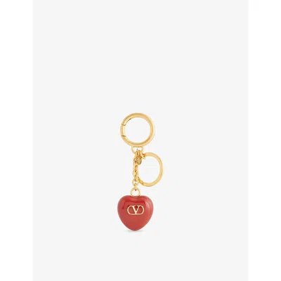 Valentino Coeur Royal Vlogo Key Chain Bag Charm In Gold