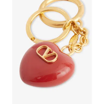 Valentino Coeur Royal Vlogo Key Chain Bag Charm In Gold