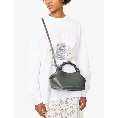 Ganni Bou Grey Handbag With Adjustable And Removable Shoulder Strap In Leather Woman In Gray