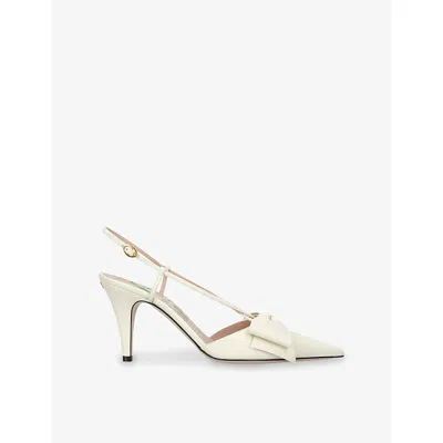 Valentino Garavani Valentino Bowow 85 Leather Slingback Pump In White
