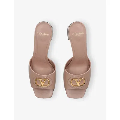 Valentino Garavani Vlogo Signature Patent Leather Slide Sandal 60mm Woman Rose Cannelle 42