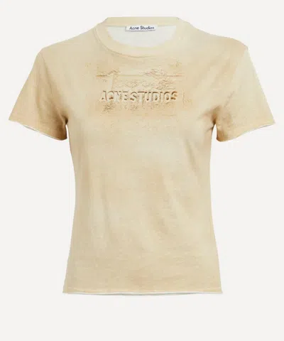 Acne Studios Womens Sand Beige Logo Short-sleeve Cotton-jersey T-shirt Xs In Neutral