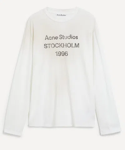 Acne Studios Mens Distressed Long-sleeve Logo T-shirt In Neutral